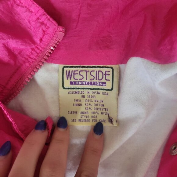 Vintage Westside Windbreaker Jacket Sz M Pink Retro 80s/90s - Picture 3 of 11